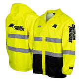 Hi-Vis Safety Waterproof Rainshell Full-Zip Hooded Jacket - Carolina Panthers Jackets