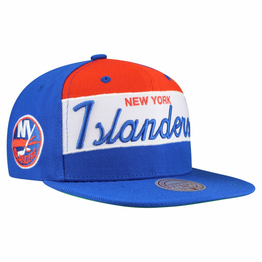 NHL New York Islanders Mitchell & Ness Retro Script Colorblock Snapback Hat