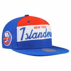 NHL New York Islanders Mitchell & Ness Retro Script Colorblock Snapback Hat