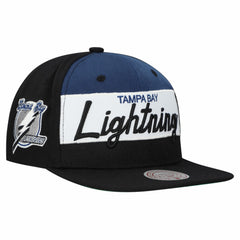 NHL Tampa Bay Lightning Mitchell & Ness Retro Script Colorblock Snapback Hat
