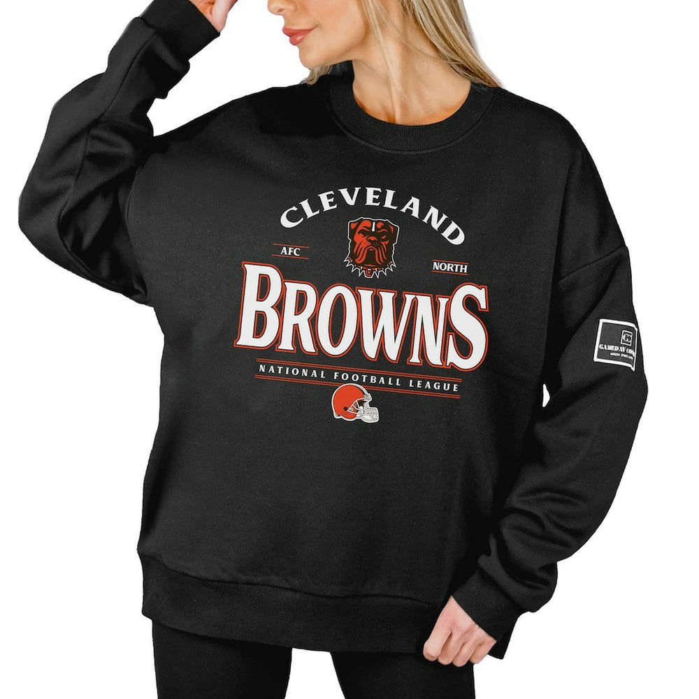 Gameday Couture Women's Oversized Players Only Black Label Pullover Sweatshirt - Cleveland Browns Pullover
