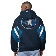 Minnesota Timberwolves Starter The Line Up Oxford Crinkle Half-Zip Hooded Jacket
