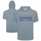Gray Los Angeles Dodgers Levelwear City Connect Phase No Hitter Short Sleeve Pullover Hoodie