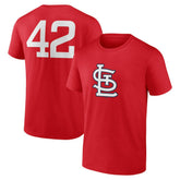 Red St. Louis Cardinals Jackie Robinson Day Name & Number T-Shirt