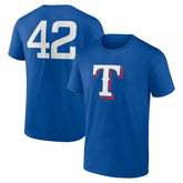 Royal Texas Rangers Jackie Robinson Day Name & Number T-Shirt