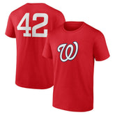 Red Washington Nationals Jackie Robinson Day Name & Number T-Shirt