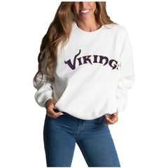 Cuce Women's Chenille Jeweled Sweatshirt - Minnesota Vikings Sweatshirts