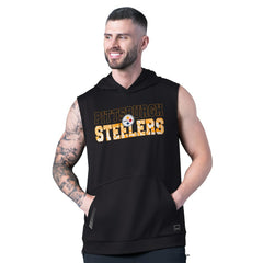 MSX by Michael Strahan Tri-Blend Rebound Sleeveless Hoodie - Pittsburgh Steelers Hoodies