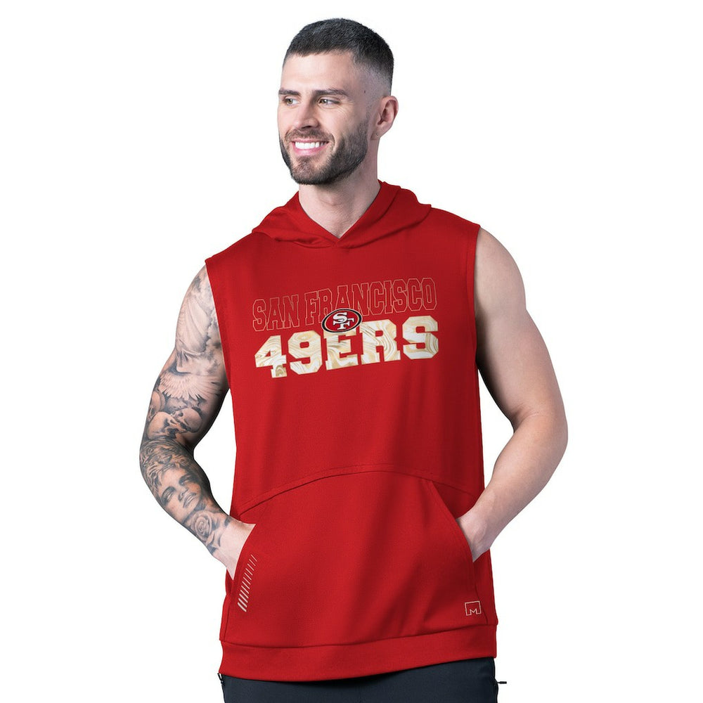 MSX by Michael Strahan Tri-Blend Rebound Sleeveless Hoodie - San Francisco 49ers Hoodies