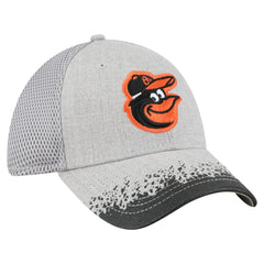 Gray Baltimore Orioles New Era Visor Paint Splatter 39THIRTY Flex Hat