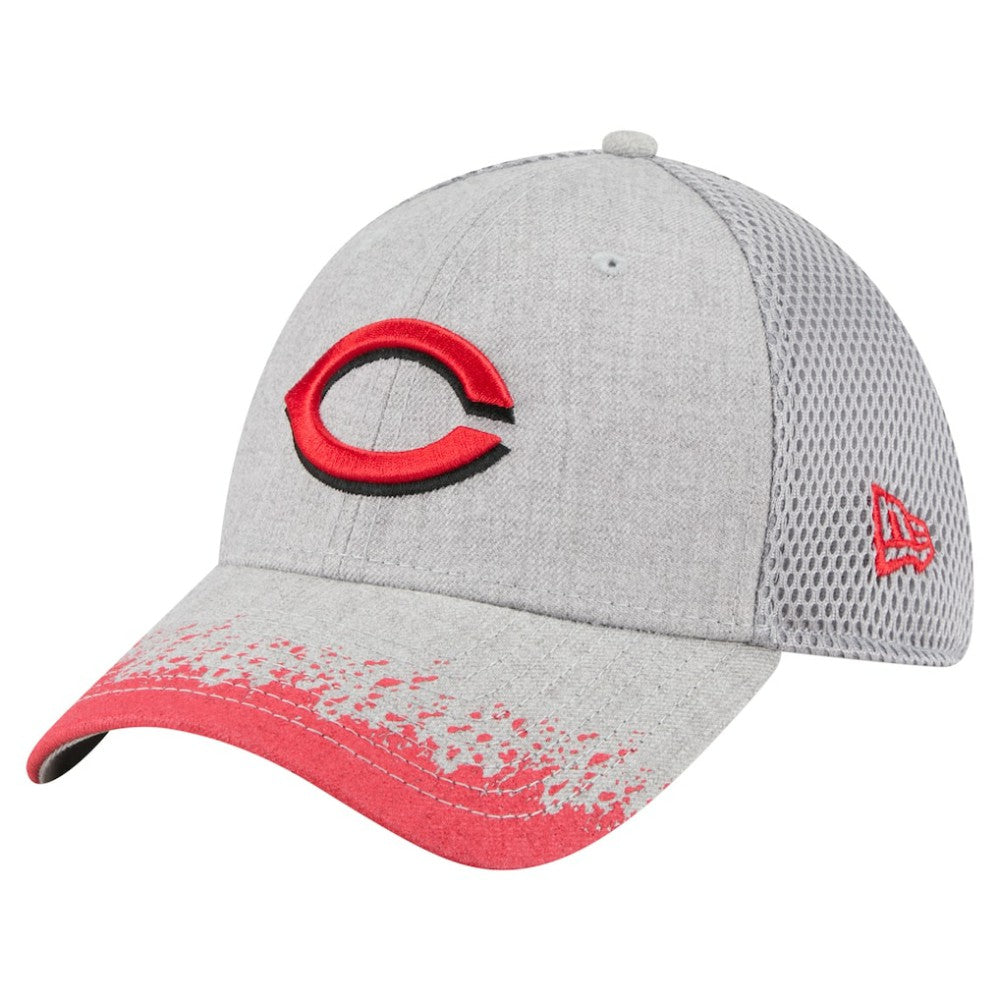 Gray Cincinnati Reds New Era Visor Paint Splatter 39THIRTY Flex Hat