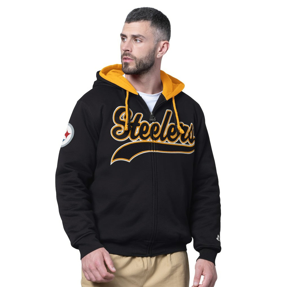 Starter Big Shot Full-Zip Double Hoodie - Pittsburgh Steelers Hoodies