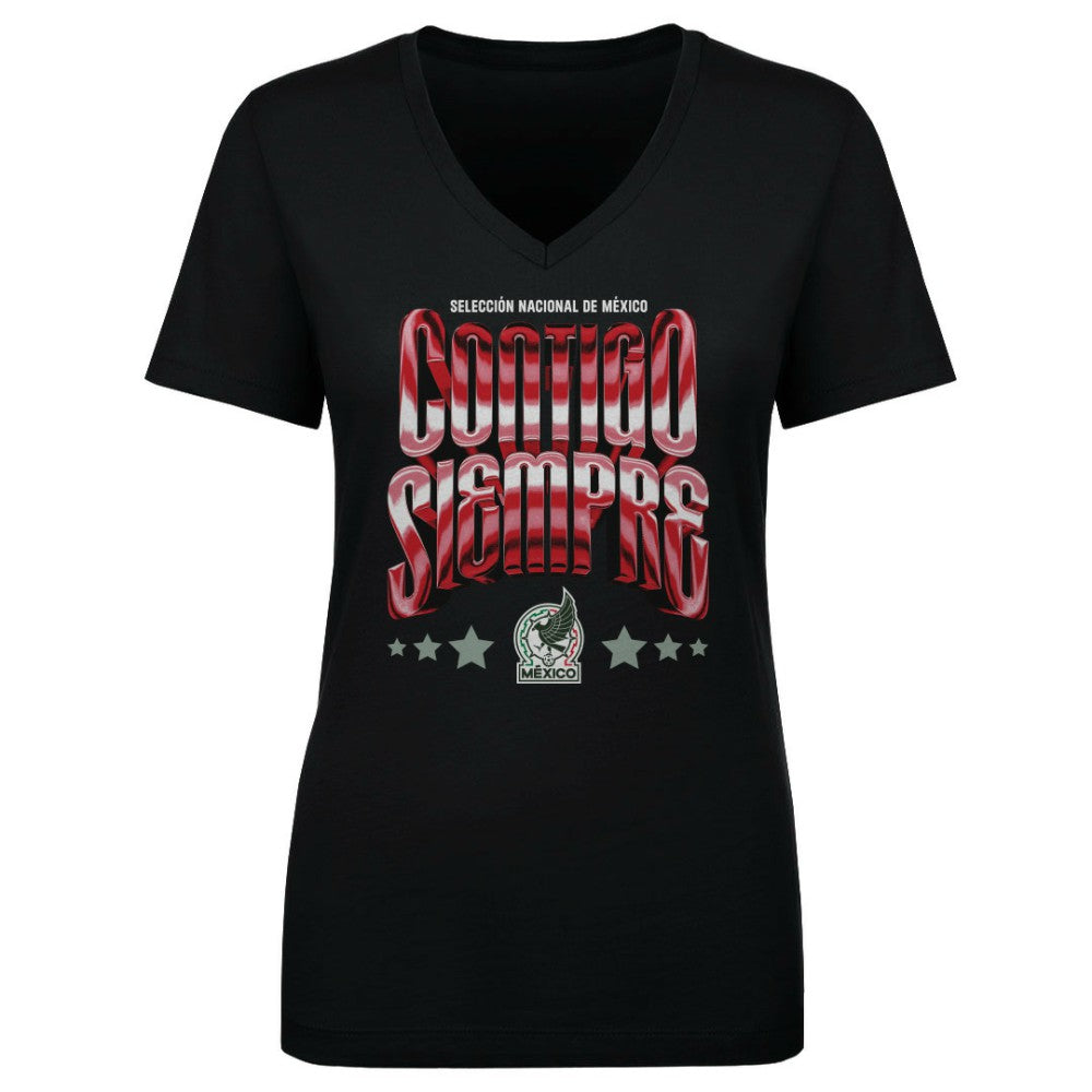 Mexico National Team 500 Level Women's Contigo Siempre Vintage V-Neck T-Shirt