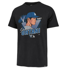 Black Shohei Ohtani Los Angeles Dodgers '47 Player Caricature Franklin T-Shirt
