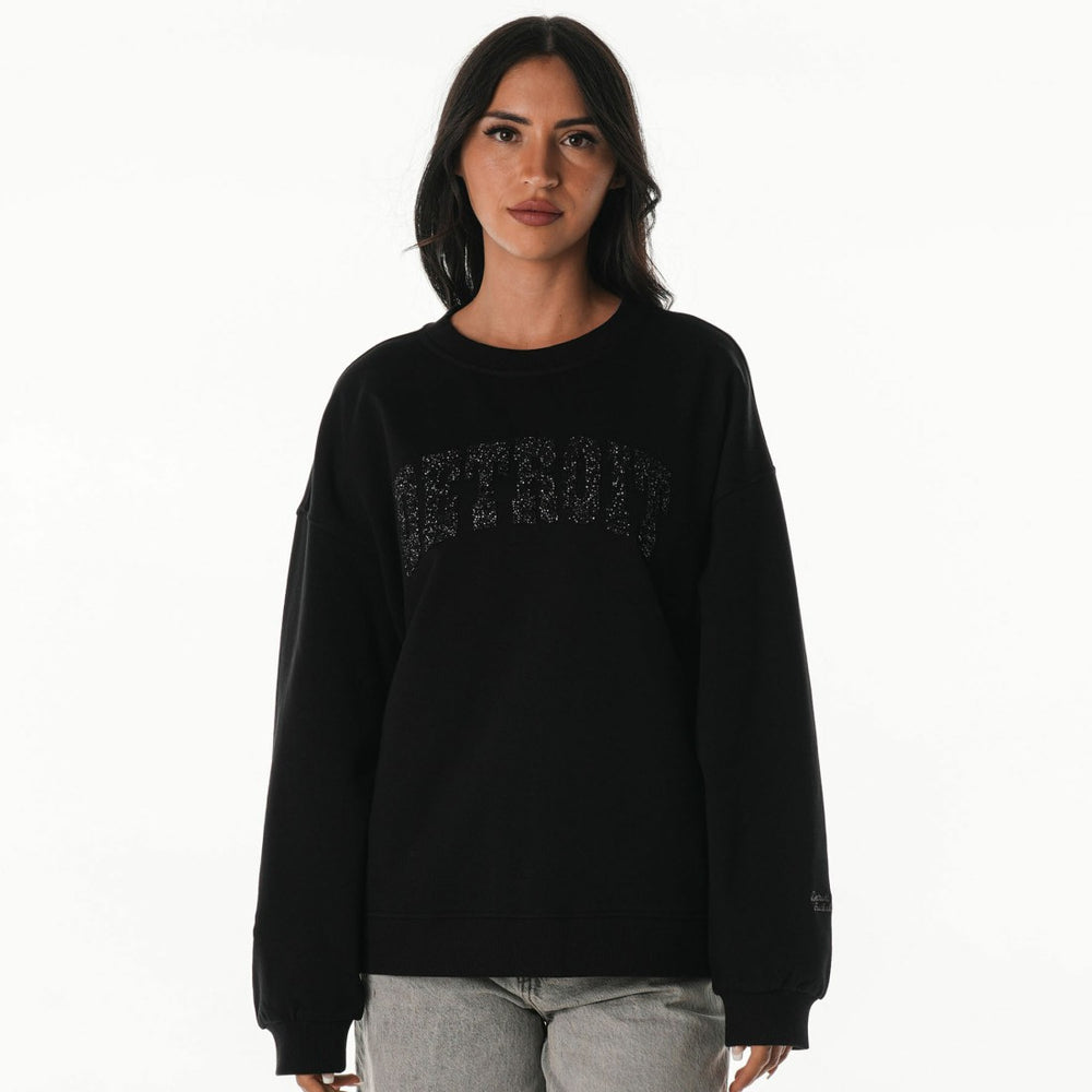 The Wild Collective Women's Rock Crystal Oversized Crewneck Sweatshirt - Detroit Lions Sweatshirts