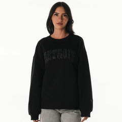 The Wild Collective Women's Rock Crystal Oversized Crewneck Sweatshirt - Detroit Lions Sweatshirts