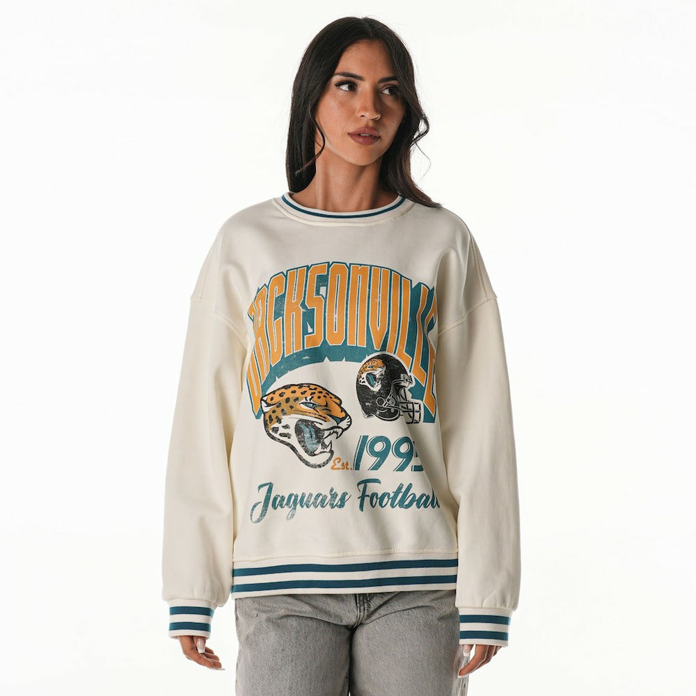 The Wild Collective Women's Oversized Vintage French Terry Sweatshirt - Jacksonville Jaguars Sweatshirts