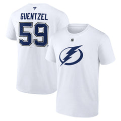 NHL Jake Guentzel Tampa Bay Lightning Fanatics Authentic Stack Name & Number T-Shirt