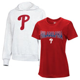 Red/Bright Heather Ceramic Philadelphia Phillies G-III 4Her by Carl Banks Women's T-Shirt and Hoodie Combo Pack