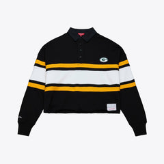 Women's Cropped Long Sleeve Rugby Polo - Green Bay Packers