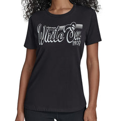Black Chicago White Sox Starter Women's Groovy Script Team Fitted T-Shirt
