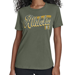 Green Athletics Starter Women's Groovy Script Team Fitted T-Shirt