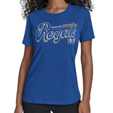 Royal Kansas City Royals Starter Women's Groovy Script Team Fitted T-Shirt
