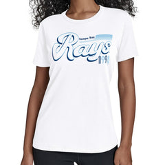 White Tampa Bay Rays Starter Women's Groovy Script Team Fitted T-Shirt