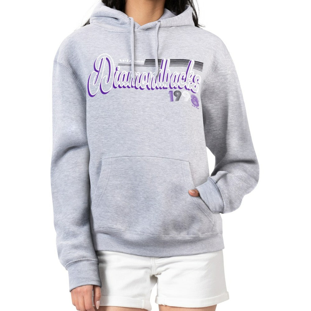 Gray Arizona Diamondbacks Starter Women's Groovy Script Team Fleece Pullover Hoodie