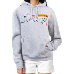 Gray Houston Astros Starter Women's Groovy Script Team Fleece Pullover Hoodie