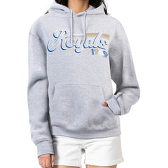 Gray Kansas City Royals Starter Women's Groovy Script Team Fleece Pullover Hoodie
