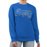 Royal Kansas City Royals Starter Women's Groovy Script Team Fleece Pullover Sweatshirt
