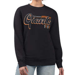 Black San Francisco Giants Starter Women's Groovy Script Team Fleece Pullover Sweatshirt