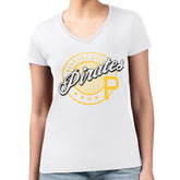 White Pittsburgh Pirates G-III 4Her by Carl Banks Women's Super-Slim Fit Lightweight Pinstripe Circle V-Neck T-Shirt