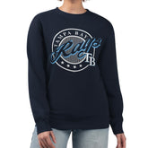 Navy Tampa Bay Rays G-III 4Her by Carl Banks Women's Pinstripe Circle Team Fleece Pullover Sweatshirt