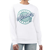 White Seattle Mariners G-III 4Her by Carl Banks Women's Pinstripe Circle Team Fleece Pullover Sweatshirt