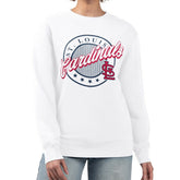 White St. Louis Cardinals G-III 4Her by Carl Banks Women's Pinstripe Circle Team Fleece Pullover Sweatshirt