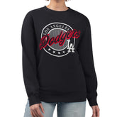 Black Los Angeles Dodgers G-III 4Her by Carl Banks Women's Pinstripe Circle Team Fleece Pullover Sweatshirt