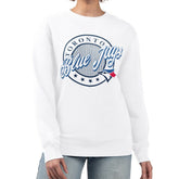 White Toronto Blue Jays G-III 4Her by Carl Banks Women's Pinstripe Circle Team Fleece Pullover Sweatshirt