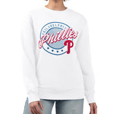White Philadelphia Phillies G-III 4Her by Carl Banks Women's Pinstripe Circle Team Fleece Pullover Sweatshirt