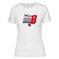 NHL Alexander Ovechkin Washington Capitals Levelwear Women's NHL All-Time Leading Goal Scorer Milestone Stripes Name & Number Maddox T-Shirt