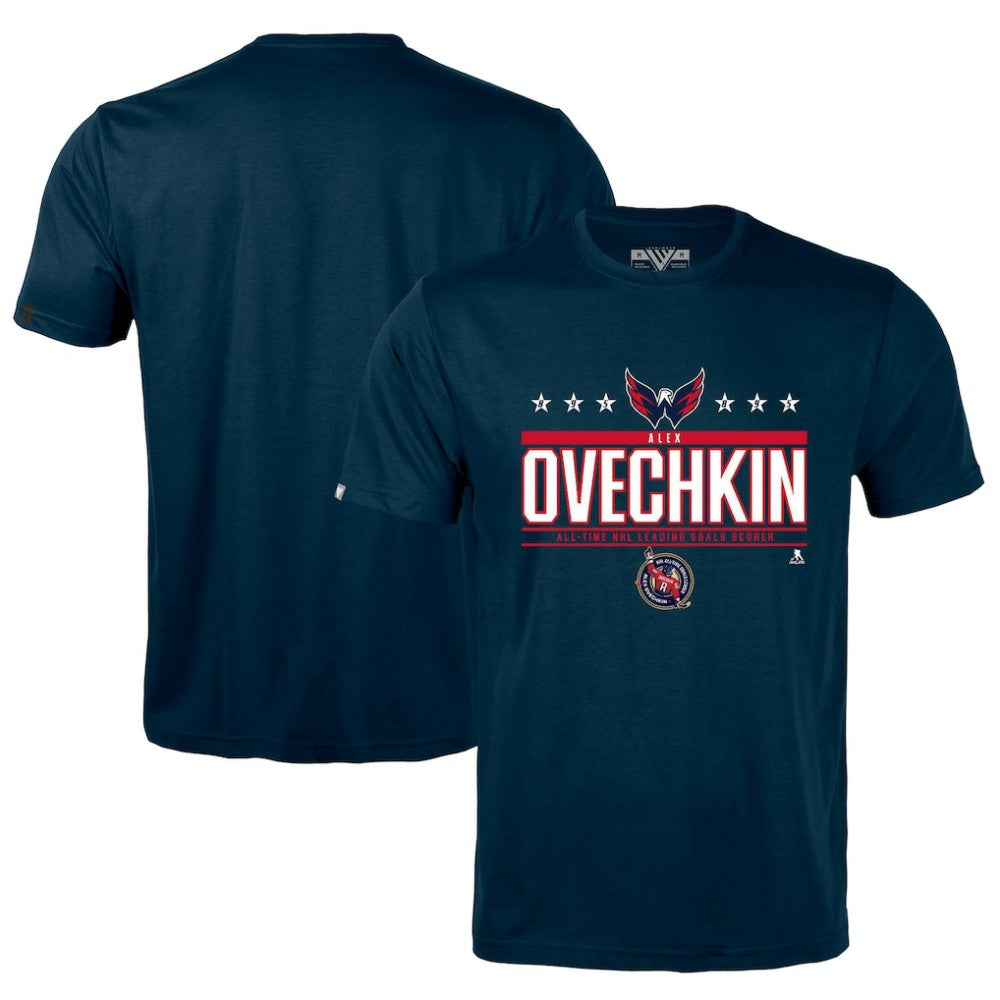 NHL Alexander Ovechkin Washington Capitals Levelwear NHL All-Time Leading Goal Scorer Milestone Stars Name & Number Richmond T-Shirt
