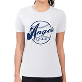 White Los Angeles Angels G-III 4Her by Carl Banks Women's Super-Slim Fit Lightweight Distressed Baseball Team T-Shirt