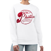 White Philadelphia Phillies G-III 4Her by Carl Banks Women's Distressed Baseball Team Fleece Pullover Sweatshirt