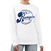 White Texas Rangers G-III 4Her by Carl Banks Women's Distressed Baseball Team Fleece Pullover Sweatshirt