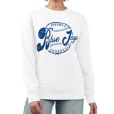 White Toronto Blue Jays G-III 4Her by Carl Banks Women's Distressed Baseball Team Fleece Pullover Sweatshirt