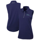 Navy Seattle Mariners Columbia Women's Tend The Ball Sleeveless Polo
