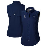 Navy Los Angeles Angels Columbia Women's Tamiami Sleeveless Shirt