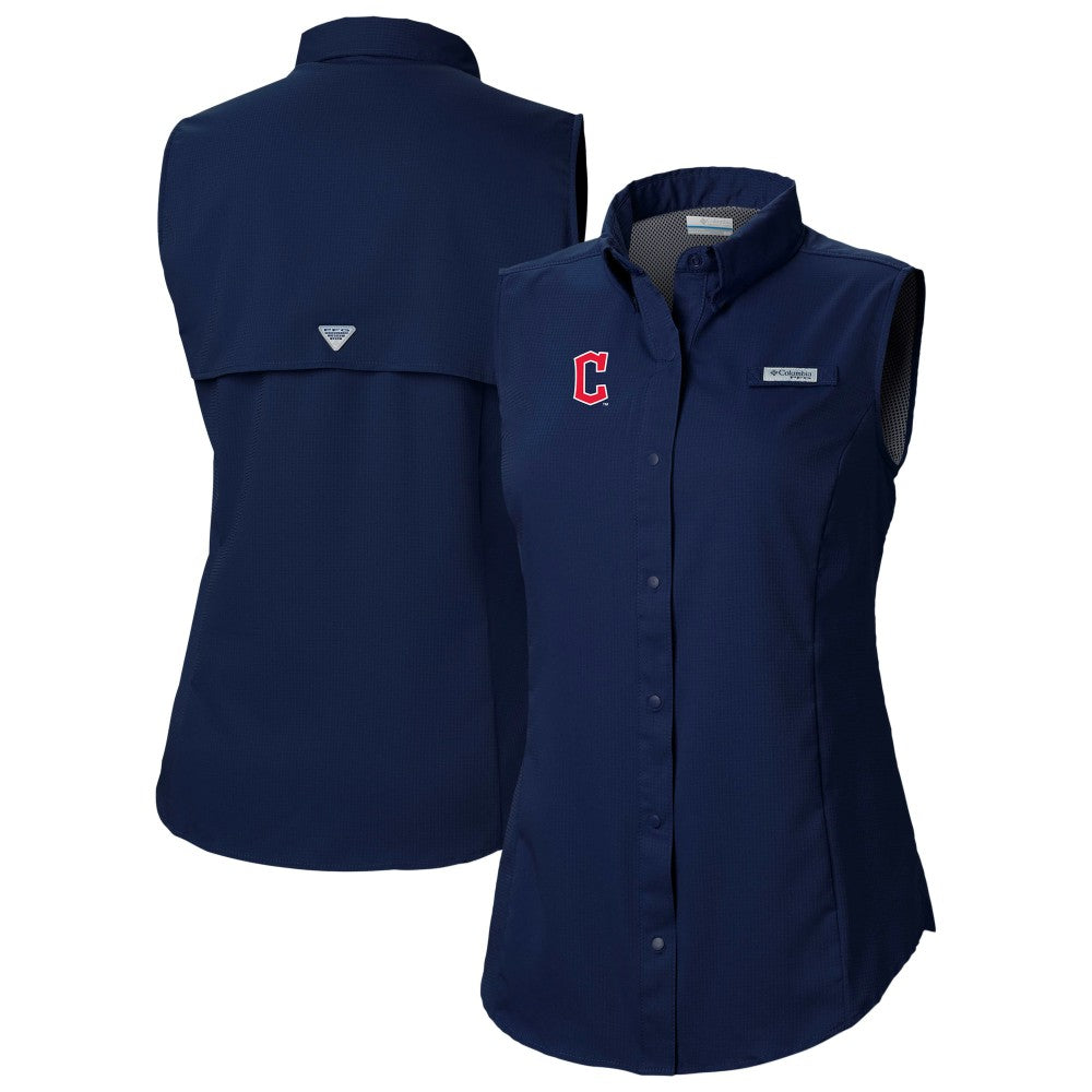 Navy Cleveland Guardians Columbia Women's Tamiami Sleeveless Shirt