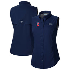 Navy Cleveland Guardians Columbia Women's Tamiami Sleeveless Shirt